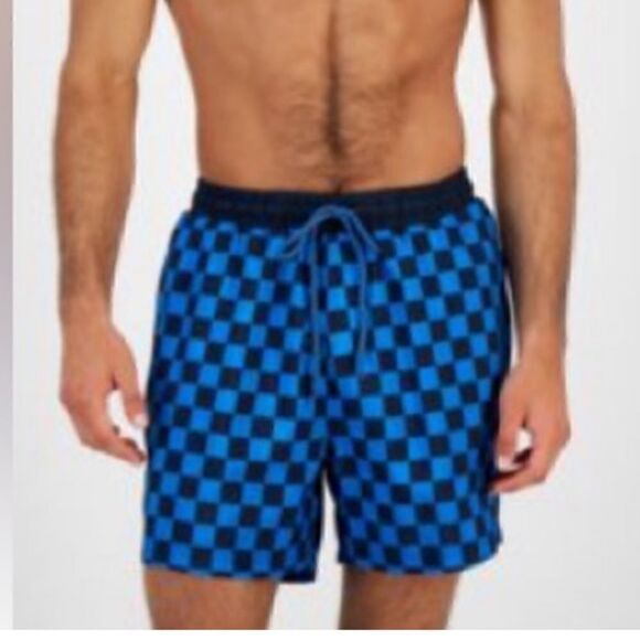 I.N.C. INTERNATIONAL CONCEPTS
INC Men's Zane Checkerboard 5" Swim Trunks, blue - Picture 2 of 7